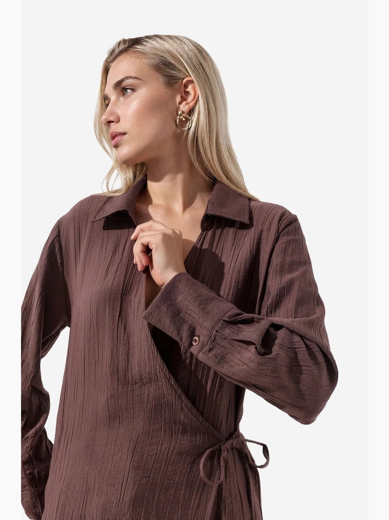 Chemise femme à col chemise busem Marron chocolat - Kiabi