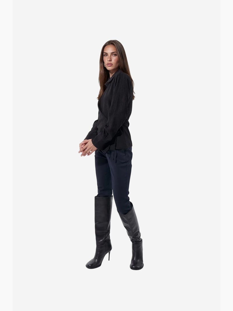 Chemise femme à col chemise busem Noir - Kiabi