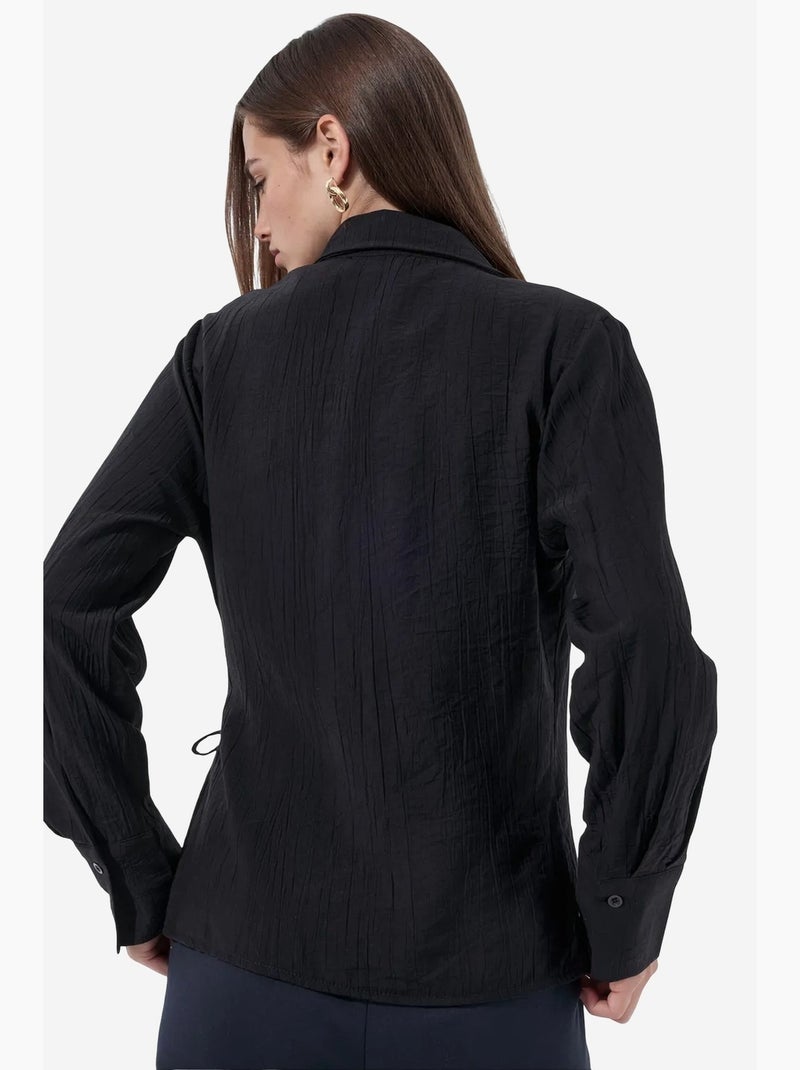 Chemise femme à col chemise busem Noir - Kiabi