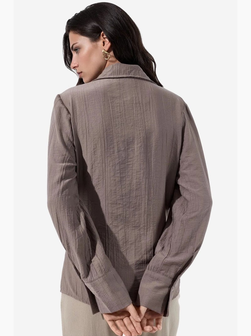 Chemise femme à col chemise busem Taupe - Kiabi