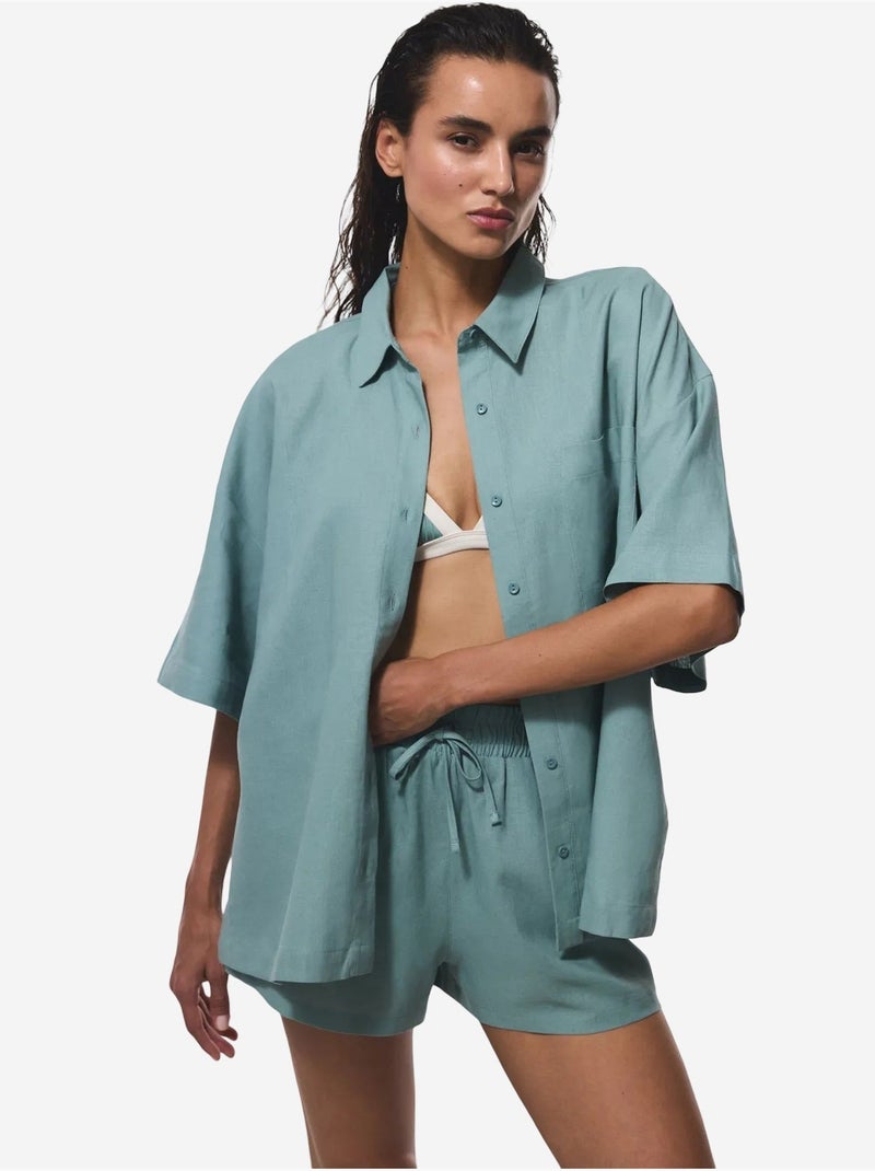 Chemise femme à col chemise classique pl7l2d2s25iy penti Vert menthe - Kiabi