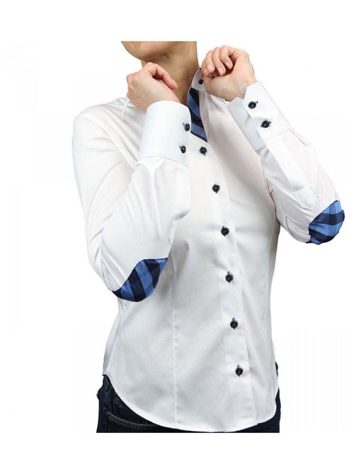 Chemise femme à coudières coupe cintrée BRITTANI Andrew Mac Allister Blanc , 46 - Kiabi