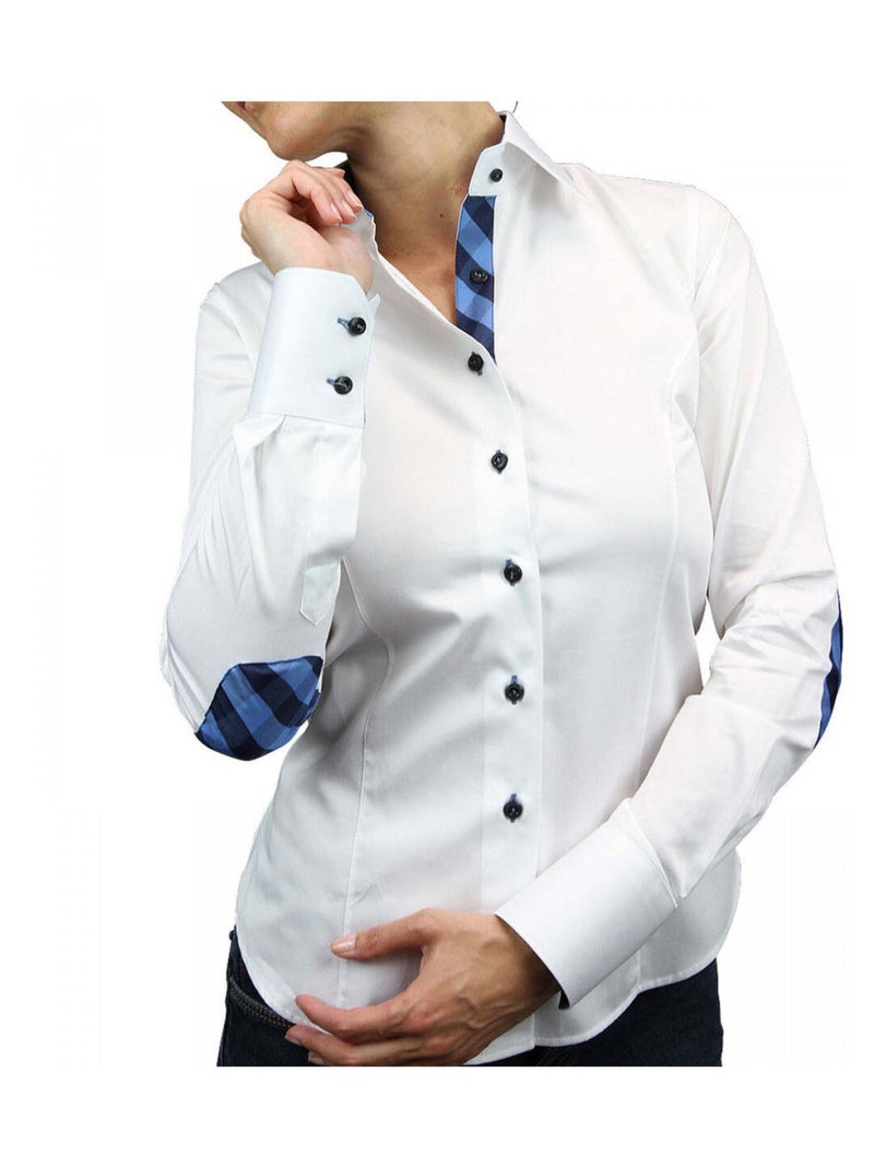 Chemise femme à coudières coupe cintrée BRITTANI Andrew Mac Allister Blanc , 46 Blanc - Kiabi