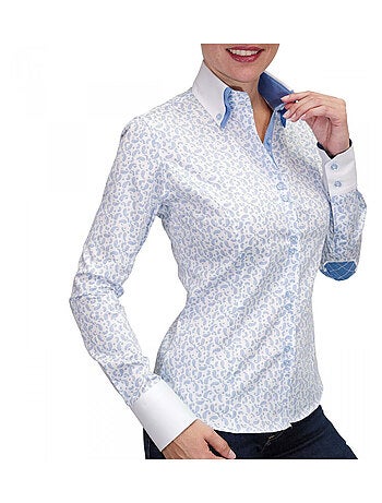 Chemise femme à coudièress coupe cintrée DROOPY Andrew Mac Allister Bleu , 40