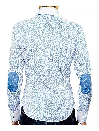 Chemise femme à coudièress coupe cintrée DROOPY Andrew Mac Allister Bleu , 40