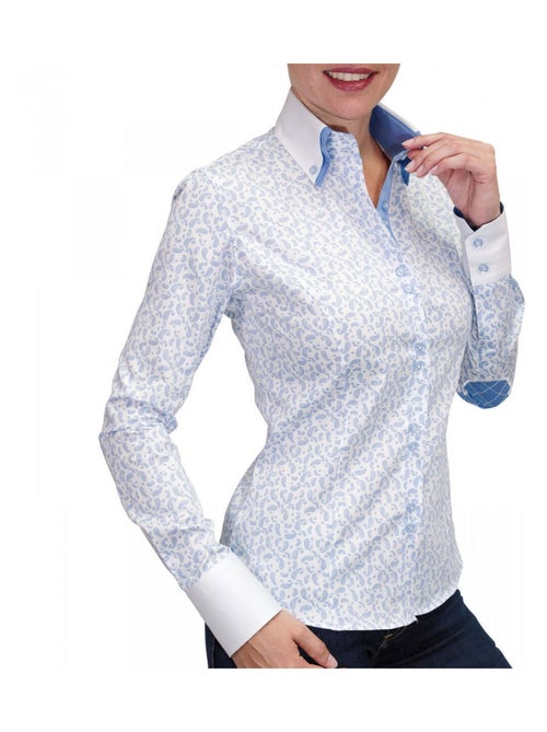 Chemise femme à coudièress coupe cintrée DROOPY Andrew Mac Allister Bleu , 40 - Kiabi
