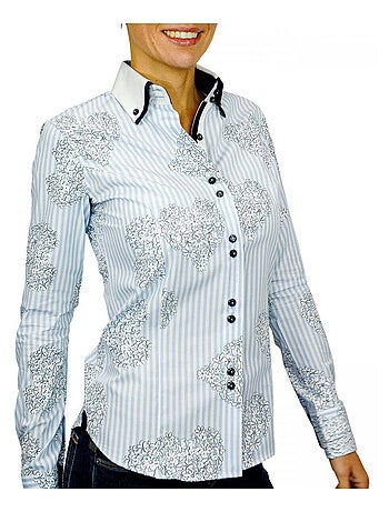 Chemise femme à coudièress coupe cintrée MELBOURNE Andrew Mac Allister Bleu , 36