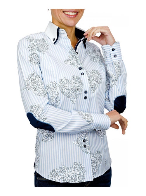 Chemise femme à coudièress coupe cintrée MELBOURNE Andrew Mac Allister Bleu , 36 - Kiabi
