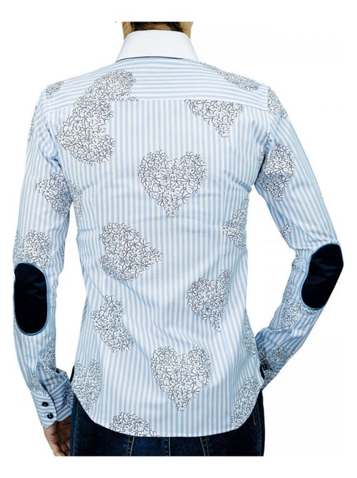 Chemise femme à coudièress coupe cintrée MELBOURNE Andrew Mac Allister Bleu , 36 - Kiabi