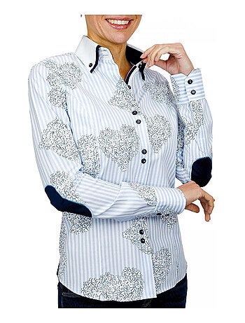 Chemise femme à coudièress coupe cintrée MELBOURNE Andrew Mac Allister Bleu , 36