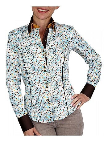 Chemise femme à Courdières coupe cintrée GWENDY Andrew Mac Allister Bleu , 34