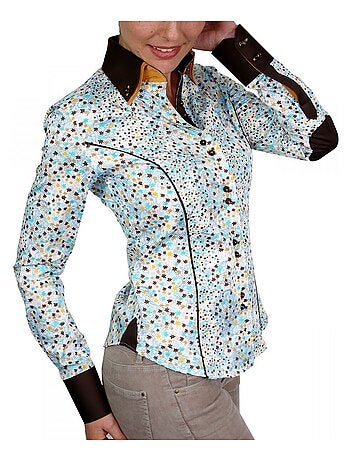 Chemise femme à Courdières coupe cintrée GWENDY Andrew Mac Allister Bleu , 34