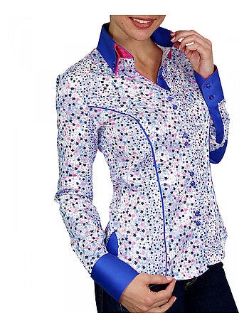 Chemise femme à Courdières coupe cintrée GWENDY Andrew Mac Allister Bleu , 34