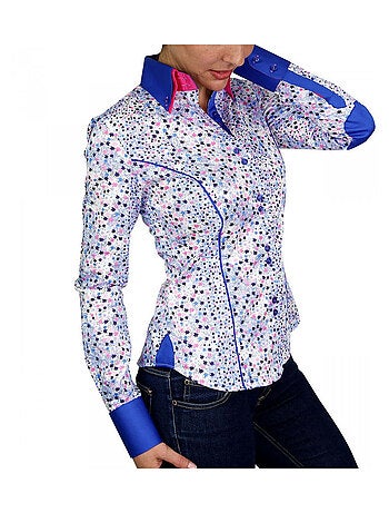 Chemise femme à Courdières coupe cintrée GWENDY Andrew Mac Allister Bleu , 34