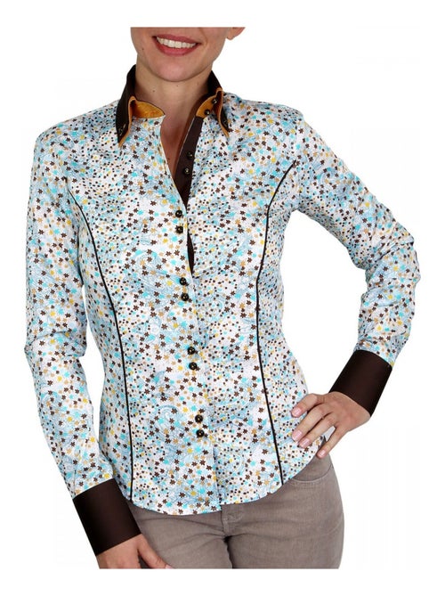 Chemise femme à Courdières coupe cintrée GWENDY Andrew Mac Allister Bleu , 34 - Kiabi Chemise femme à Courdières coupe cintrée GWENDY Andrew Mac Allister Bleu , 34 - Kiabi