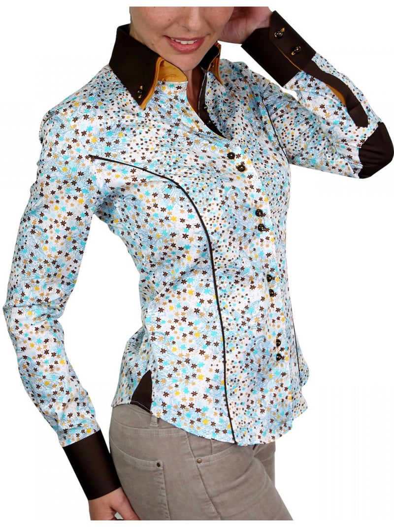Chemise femme à Courdières coupe cintrée GWENDY Andrew Mac Allister Marron - Kiabi