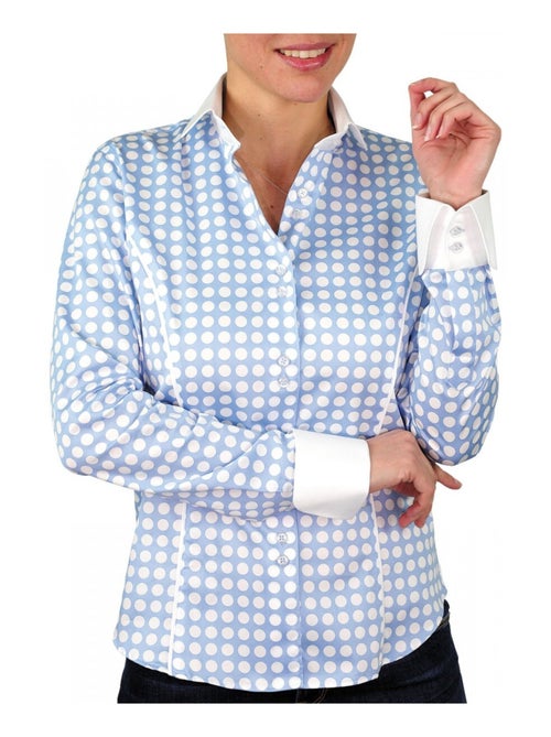 Chemise femme à pois coupe cintrée DOTS Andrew Mac Allister Bleu , 36 - Kiabi