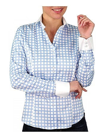 Chemise femme à pois coupe cintrée DOTS Andrew Mac Allister Bleu , 40