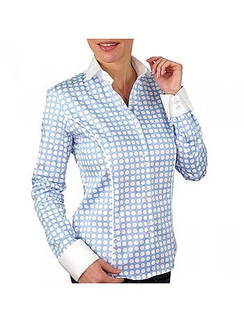 Chemise femme à pois coupe cintrée DOTS Andrew Mac Allister Bleu , 40