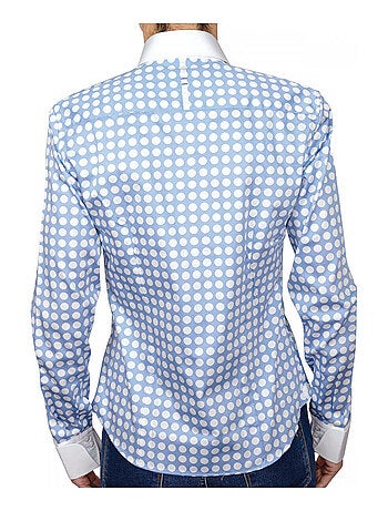 Chemise femme à pois coupe cintrée DOTS Andrew Mac Allister Bleu , 40