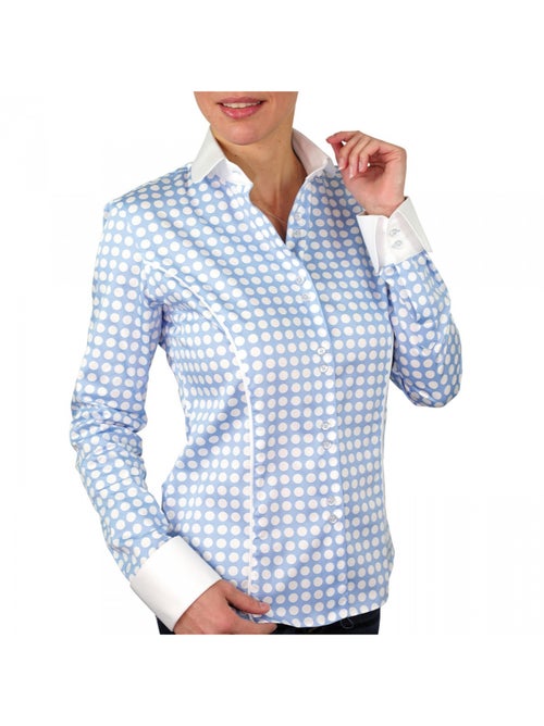 Chemise femme à pois coupe cintrée DOTS Andrew Mac Allister Bleu , 40 - Kiabi