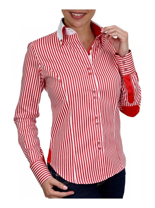 Chemise femme à rayures coupe cintrée BORSALINO Andrew Mac Allister Blanc , Bleu , 38 - Kiabi