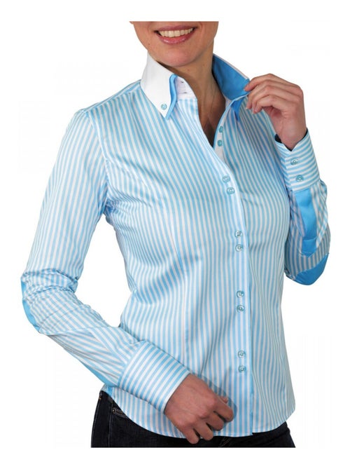 Chemise femme à rayures coupe cintrée BORSALINO Andrew Mac Allister Blanc , Bleu , 38 - Kiabi