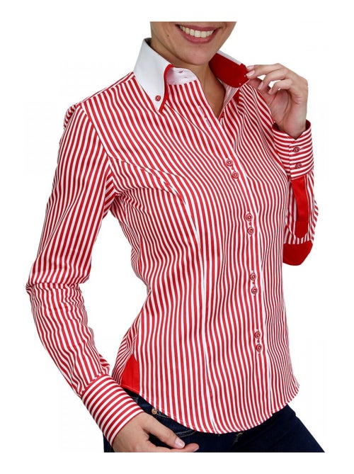 Chemise femme à rayures coupe cintrée BORSALINO Andrew Mac Allister Blanc , Bleu ciel , 36 - Kiabi