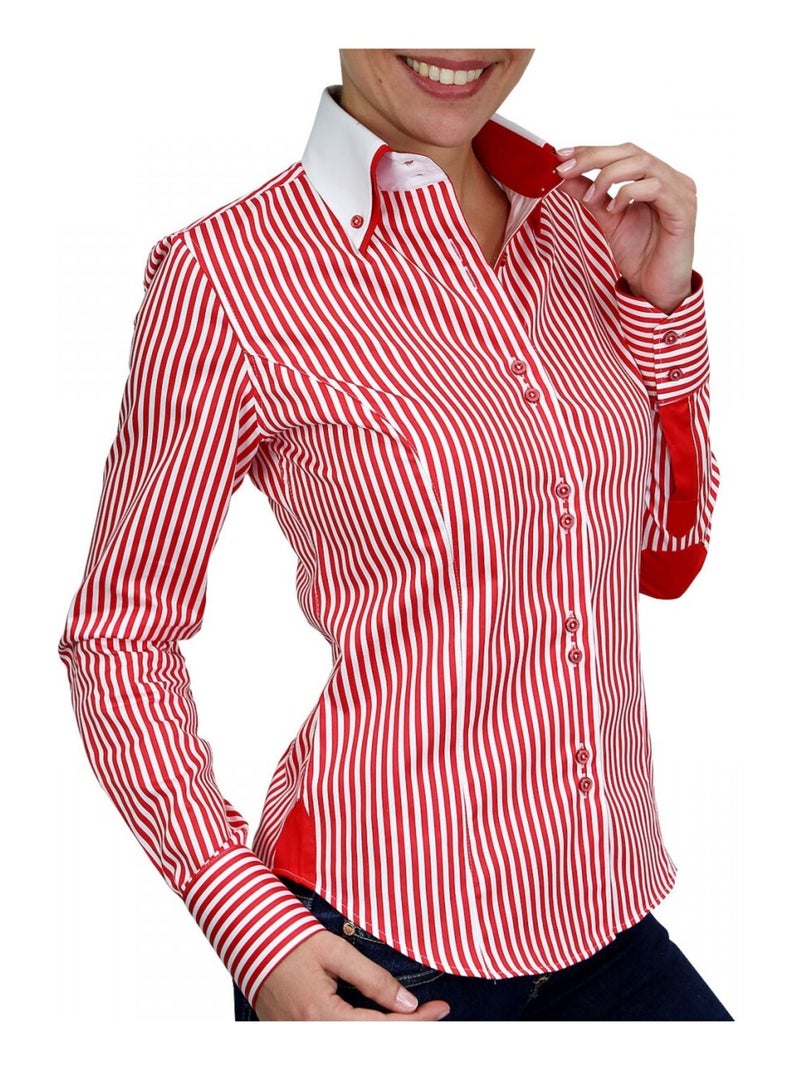 Chemise femme à rayures coupe cintrée BORSALINO Andrew Mac Allister Blanc , Bleu ciel , 36 Blanc Bleu ciel - Kiabi