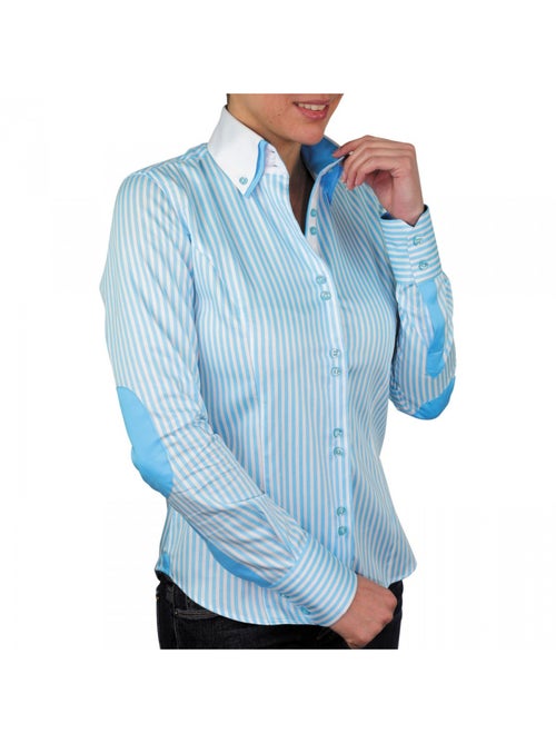 Chemise femme à rayures coupe cintrée BORSALINO Andrew Mac Allister Blanc , Bleu ciel , 36 - Kiabi