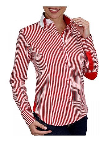 Chemise femme à rayures coupe cintrée BORSALINO Andrew Mac Allister Blanc , Bleu , 38