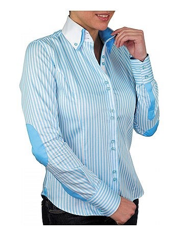 Chemise femme à rayures coupe cintrée BORSALINO Andrew Mac Allister Blanc , Bleu , 38