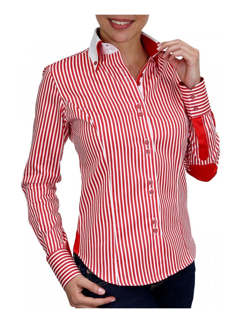 Chemise femme à rayures coupe cintrée BORSALINO Andrew Mac Allister Blanc , Bleu Marine , 40 Blanc Bleu marine - Kiabi