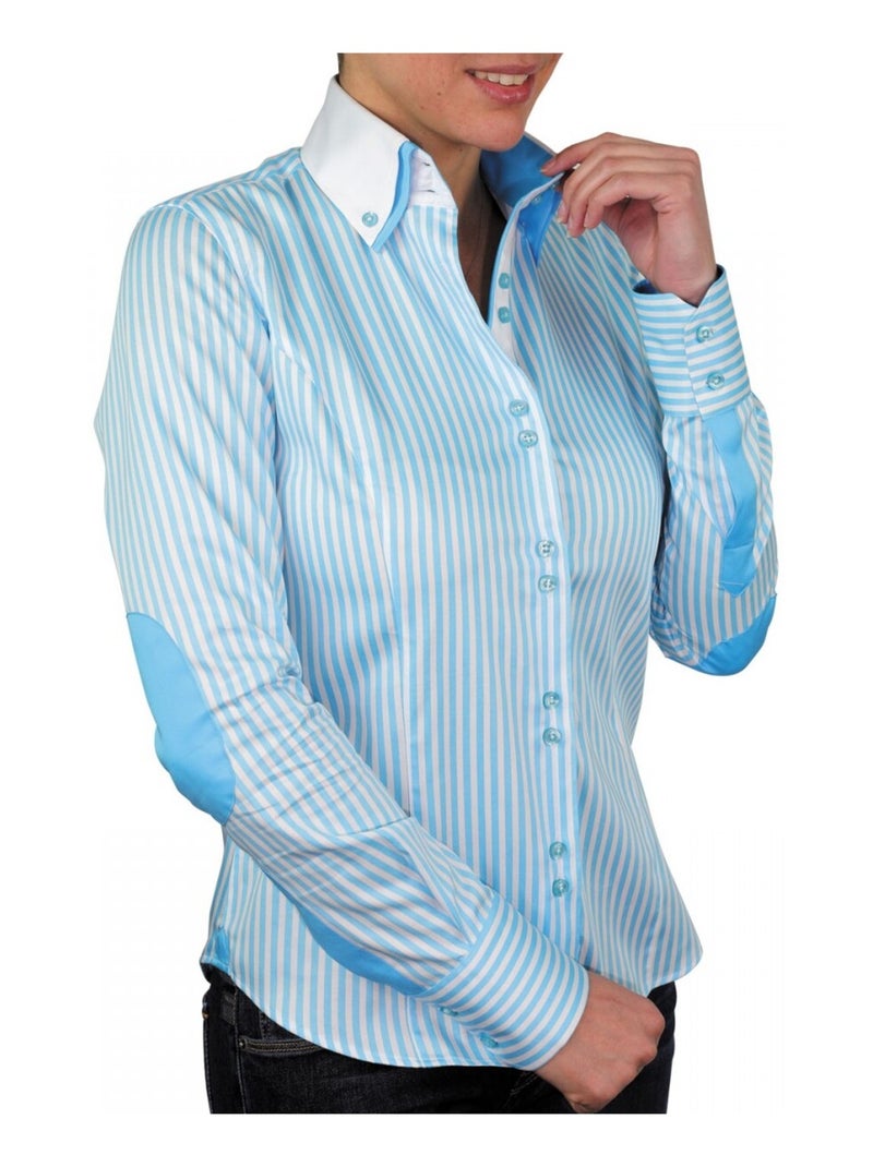 Chemise femme à rayures coupe cintrée BORSALINO Andrew Mac Allister Blanc Bleu marine - Kiabi