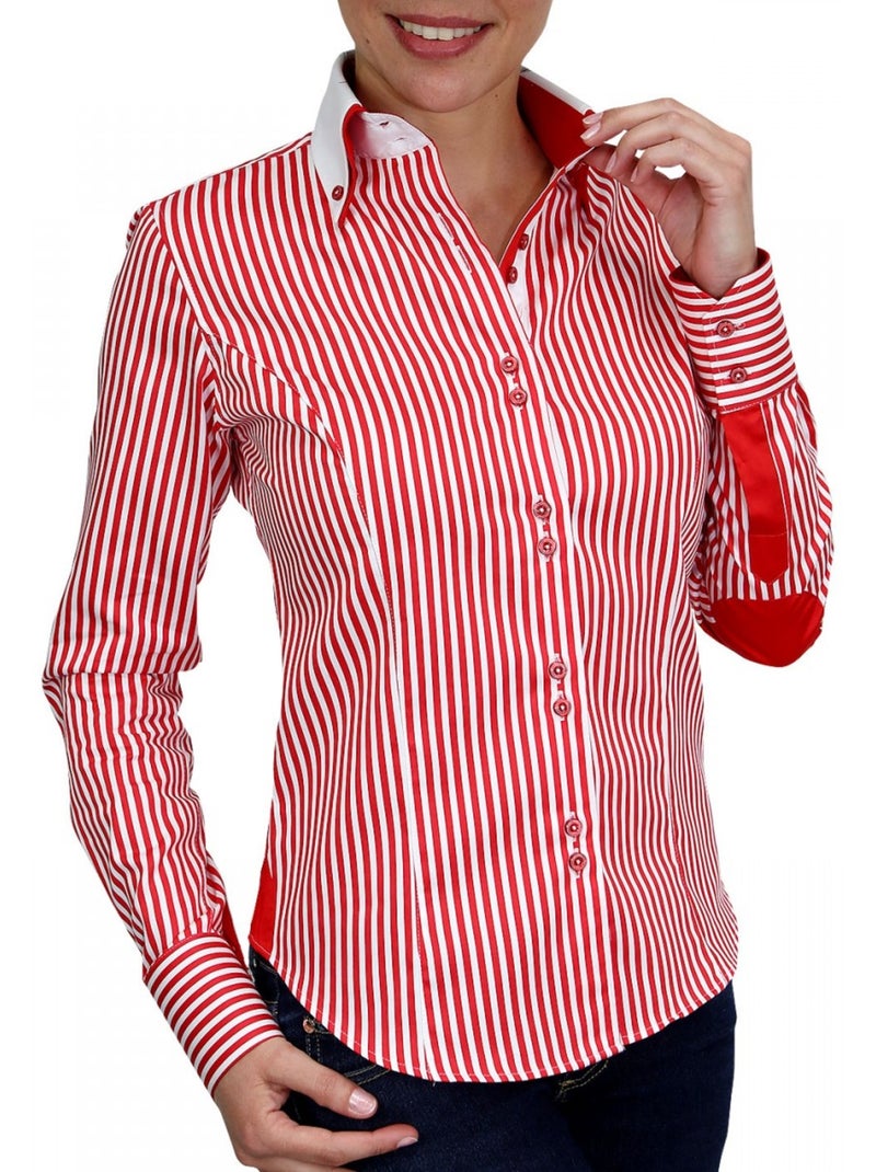Chemise femme à rayures coupe cintrée BORSALINO Andrew Mac Allister Blanc , Rouge , 38 Blanc Rouge - Kiabi