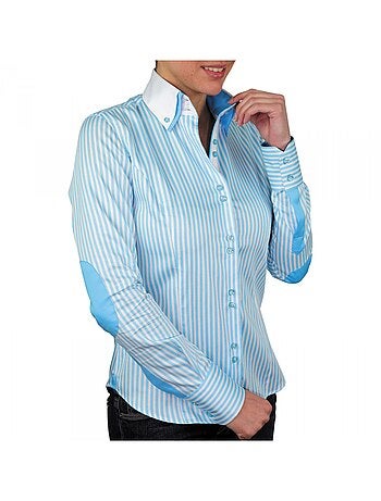 Chemise femme à rayures coupe cintrée BORSALINO Andrew Mac Allister Blanc , Bleu , 38