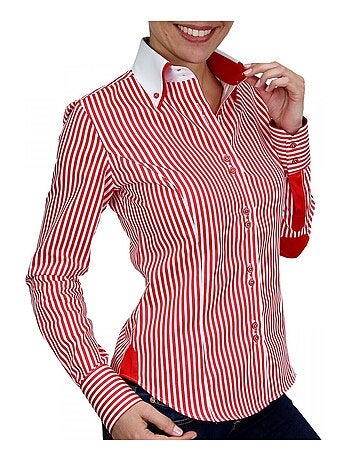 Chemise femme à rayures coupe cintrée BORSALINO Andrew Mac Allister Blanc , Bleu , 38