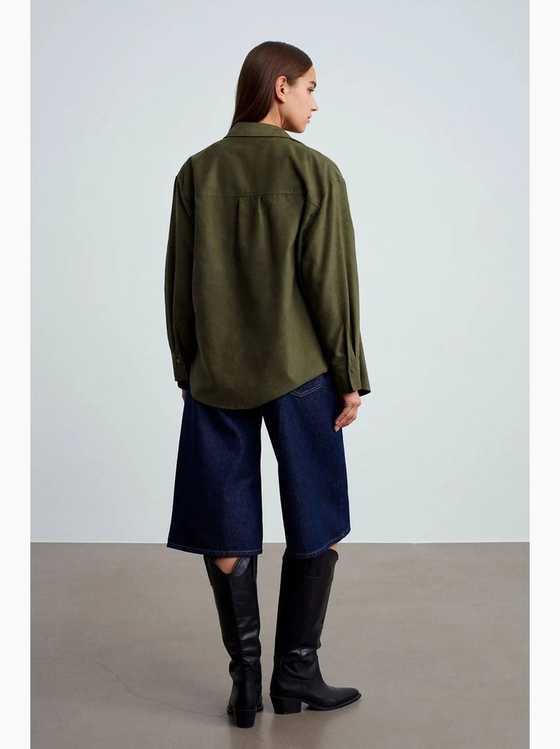 Chemise femme ample en suédine dilvin Kaki - Kiabi