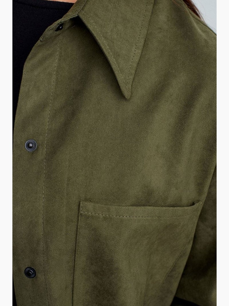 Chemise femme ample en suédine dilvin Kaki - Kiabi
