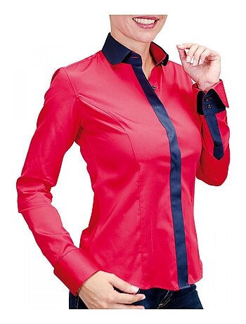 Chemise femme bicolore coupe cintrée NAPOLI Andrew Mac Allister Rouge , 40