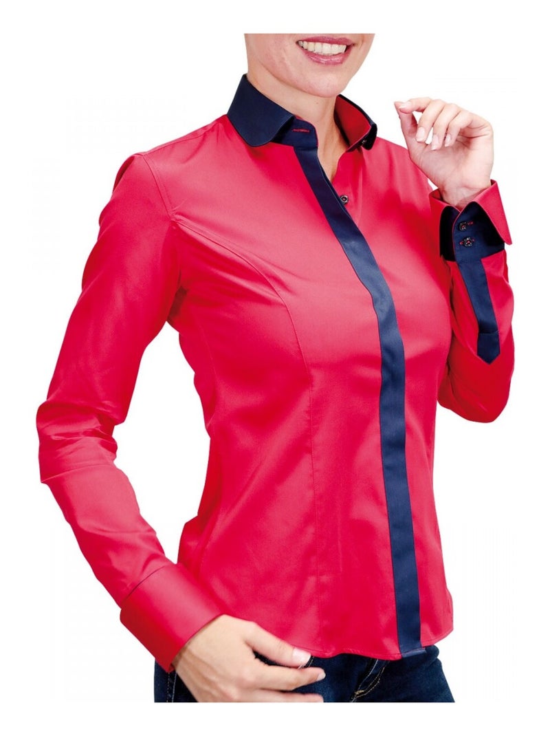 Chemise femme bicolore coupe cintrée NAPOLI Andrew Mac Allister Rouge - Kiabi