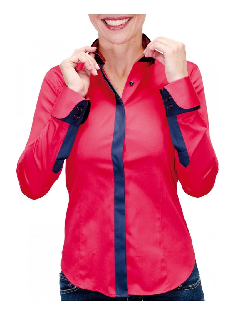 Chemise femme bicolore coupe cintrée NAPOLI Andrew Mac Allister Rouge - Kiabi