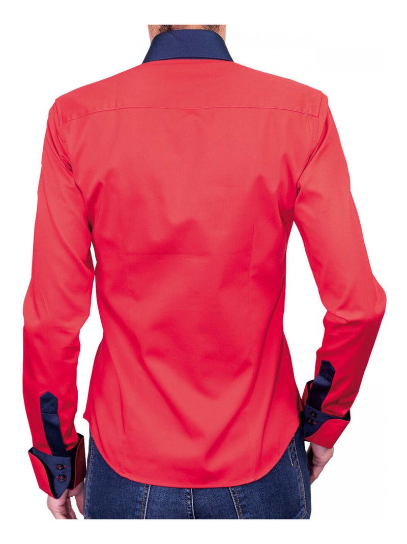 Chemise femme bicolore coupe cintrée NAPOLI Andrew Mac Allister Rouge - Kiabi