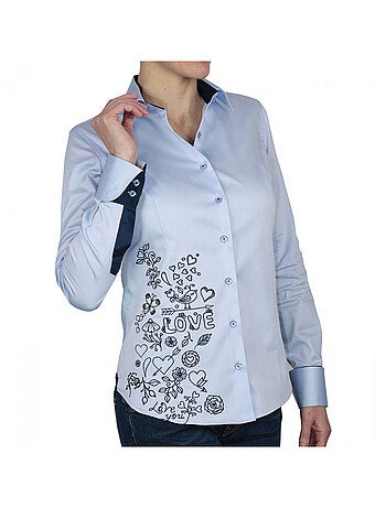 Chemise femme brodée coupe cintrée LOVETWO Andrew Mac Allister Rose , 34