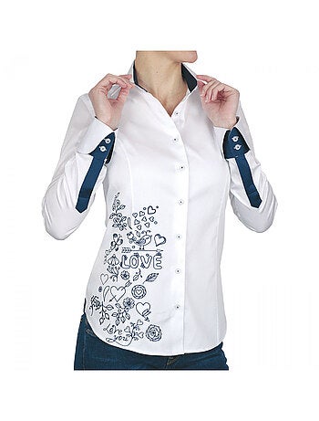 Chemise femme brodée coupe cintrée LOVETWO Andrew Mac Allister Rose , 34