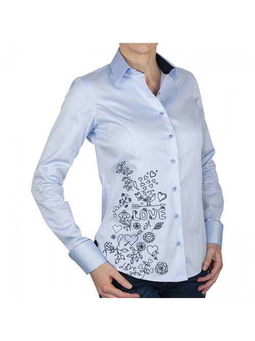 Chemise femme brodée coupe cintrée LOVE Andrew Mac Allister Blanc , 34 - Kiabi