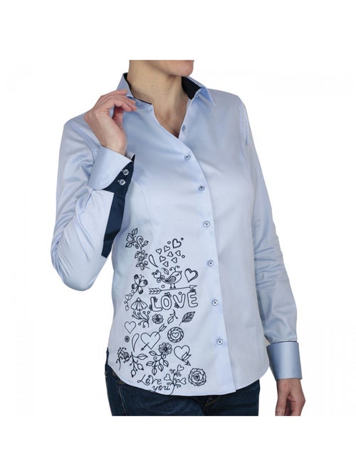 Chemise femme brodée coupe cintrée LOVE Andrew Mac Allister Blanc , 34 - Kiabi