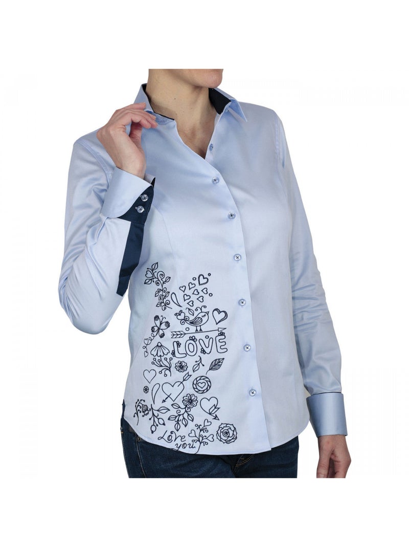 Chemise femme brodée coupe cintrée LOVE Andrew Mac Allister Blanc , 34 Blanc - Kiabi