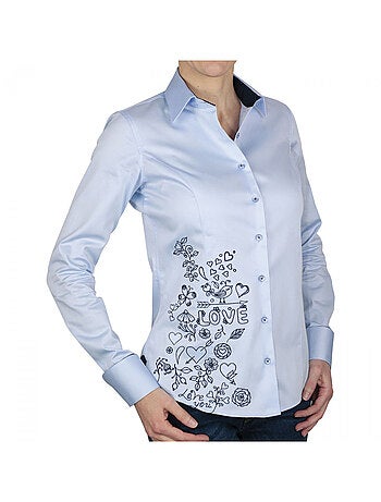 Chemise femme brodée coupe cintrée LOVETWO Andrew Mac Allister Rose , 34