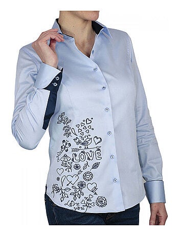 Chemise femme brodée coupe cintrée LOVETWO Andrew Mac Allister Rose , 34